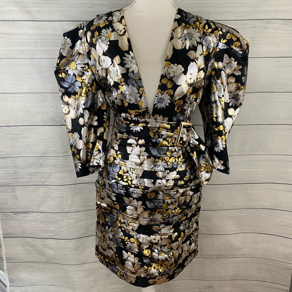 Bebe Metalic Ruched Mini Dress - Picture 3 of 8